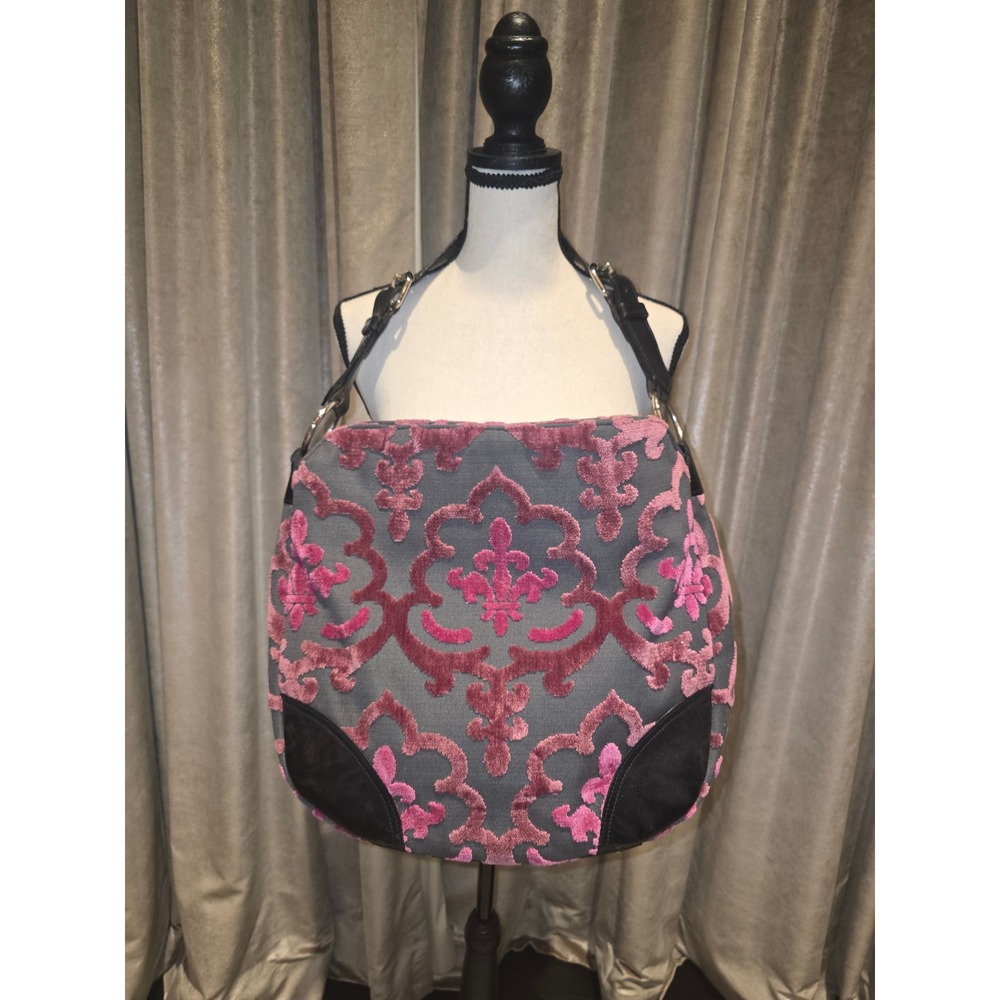 Glenda Gies Isabella Hobo Bag in Raspberry Hotel fabric
